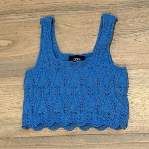 BNWOT Crocheted blue Cider cropped tank size Medium.